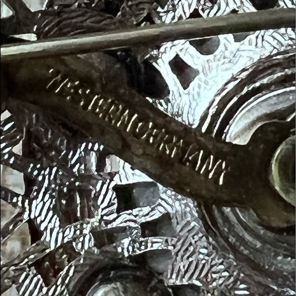 Vintage Western Germany Victorian Portrait Brooch Filigree Crystal Hand Painted - Picture 4 of 8